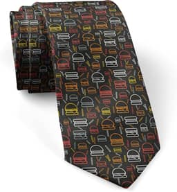 Gravata skinny slim fashion para homens, gravatas de conversação inovadoras (padrão colorido de hambúrgueres e batatas fritas), Conforme mostrado., G