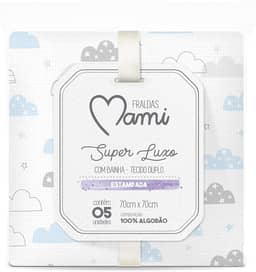 Papi Textil Fralda Super Luxo Mami C/ Bainha Estampada 70Cm X 70Cm Contem 05 Un