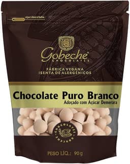 Gotas Chocolate Branco Gobeche - Adoçado com Açúcar Demerara- 90g