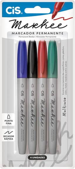 Marcador Permanente CIS Markee, Blister c/4 unidades, Multicor