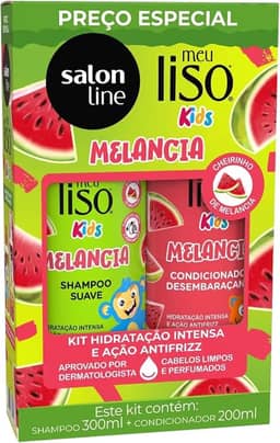 Salon Line, Kit Shampoo e Condicionador, Meu Liso Kids, Melancia, Vegano - Para Cabelos Lisos, 2 Unidades