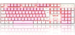 TECLADO MECANICO GAMER SINGLE COLOR REDRAGON MITRA ROSA E BRANCO COM SWITCH MARROM