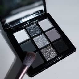 Erinde Paleta de sombras fumê de 9 cores, tons altamente pigmentados foscos e com glitter, conjunto de sombras de olhos preto prata cinza para maquiagem de Halloween, longa duração, à prova d'água e