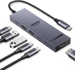 UGREEN Revodok Pro Hub USB C 6 em 1, Adaptador Hub com 4 USB C & A 3.2 de 10Gbps, 4K 60Hz HDMI, 100W PD, Type C Dock Compatíveis com MacBook Pro/Air, iPad Pro, Thinkpad Rog Ally