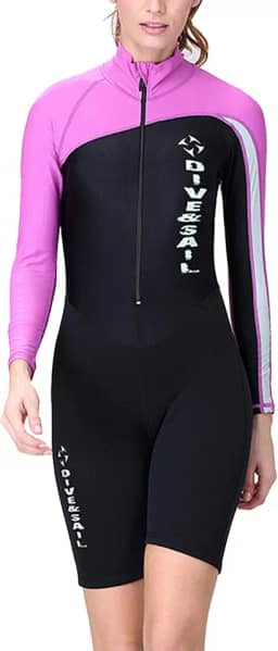 Maiô feminino DIVE&SAIL de 1,5 mm de neoprene curto, com uma peça, proteção UV, proteção contra arranhões para mergulho