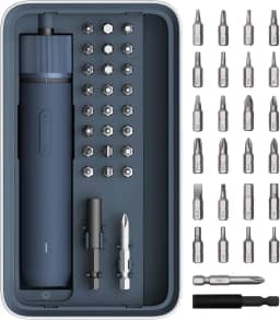 HOTO Electric Screwdriver Kit, 3.6V Cordless Screwdriver Set, Upgraded Capacity, Magnetic Case Lid, Mechanical Knob, 25 S2-steel Bits, 1500 mAh 800 Times, Manual & Electric, USB-C Charging, LED Light