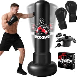 Saco de pancadas para adultos com suporte, saco de boxe pesado de 188 cm com luvas de boxe e bomba, sacos de kickboxing para homens, adolescentes, iniciantes, treinamento, MMA Muay Fitness Thai