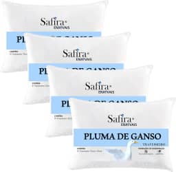 Travesseiro pluma de ganso kit 4 un. antialérgico anti ácaros sintética branco com desenvolvimento ecológico 100% vegano