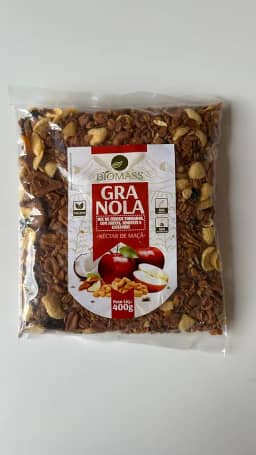 Granola Néctar de Maçã Biomass, Mix de Cereais com Frutas e Castanhas, Vegano, 400g