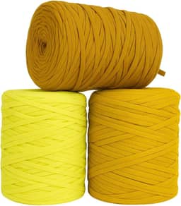 SYMEON Fio de Malha 1kg Ecologico Residual 140m para Crochê Tricô Artesanato (Tons de Amarelo)