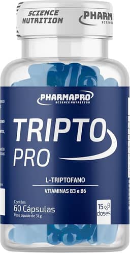 Triptofano 860mg Tripto Pro Pote 60 Capsulas Suplemento em Cáps Aminoácido L-Triptofano Vitaminas B3 Niacina Vitamins B6 Magnésio Importado Original - PharmaPro