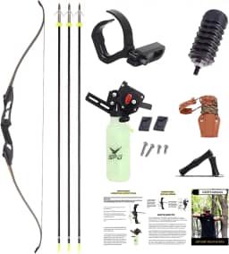 SOPOGER Kit De Arco E Flecha Para Pesca Com Arco - Kit De Combos De Arco E Flecha Powful De 45 Libras Com Instruções Detalhadas, Arcos De Pesca Com Arco Recurvo Para Adultos Com Kits De Carretilhas