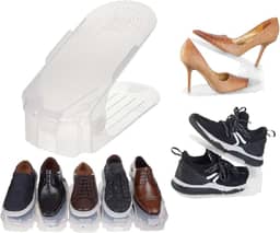 Kit 20 Organizadores de sapatos, saltos e tênis com regulagem de altura - Transparente