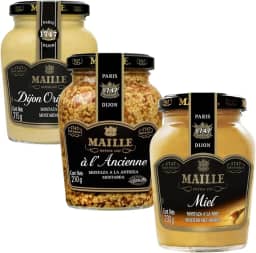 Kit 3 Mostardas Maille Dijon, Mel e Em Gr?os Com Vinho Branco