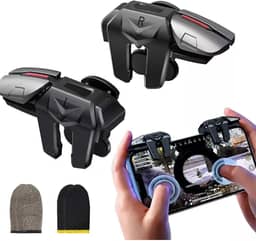 ITAWINA Controlador de Jogo para Celular com 6 Dedos, com 4 Botões Metálicos (L1, R1, L2, R2) para Jogos de Tiro como PUBG, Free Fire, Fortnite e Outros, Compatível com a Maioria dos Celulares