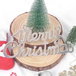 3/6 peças, placa de carta de Feliz Natal, artesanato, acessórios de decoração de casa, enfeites de pendurar, presente de decoração de Natal Navidad (prata-3 peças)