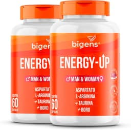 Energy Up, aspartato, arginina, taurina, boro, Bigens 60 cápsulas softgel… (Kit 2)
