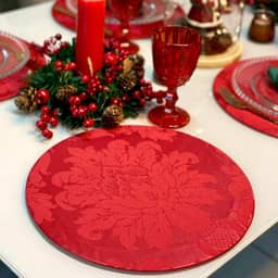 Genérico Kit Capas de Sousplat 35cm de Natal Natalina 6 Lugares (12 Vermelho medalhão)
