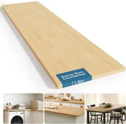 Bancada de bloco de açougueiro de madeira maciça - bancada de madeira para bancada de laje de bétula inacabada para ilha de cozinha DIY, bancada de trabalho, máquina de lavar secadora, mesa de café