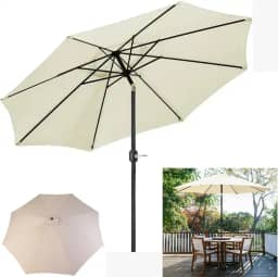 Ombrelone Guarda Sol 3m Grande Com Manivela Articulado Jardim Piscina Maresias Bege - AMZ