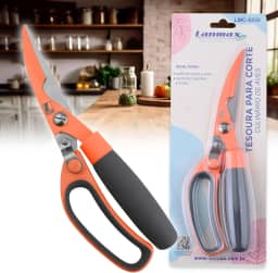 Tesoura De Cozinha 3 Funções Corta Osso Frango Carnes Peixes Lanmax Design Ergonômico e Resistente