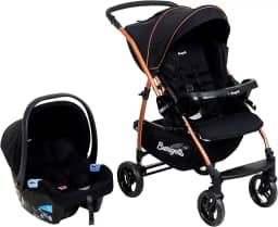 Travel System Burigotto Carrinho de Bebê Rio 22 com Bebê Conforto Materna Preto Cobre