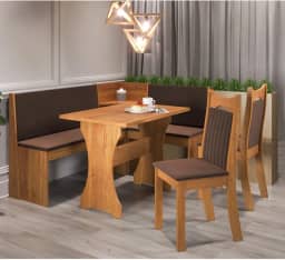 Canto Alemão Bueno com 2 Cadeiras Dalas Mel/Bombom