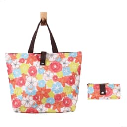 Ecobag Dobrável com Zíper Bolsa de Compras Reutilizável para Feira Supermercado e Praia 45,5x32x12 cm Tecido Oxford