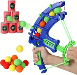 Brinquedo Arco e Flecha Infantil com Alvo, Kit com Bolas Macias e Alvos Pontuados, Azul e Verde