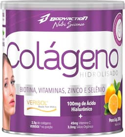 Colágeno Verisol com Ácido Hialurônico 200g Sabor Limão C/Clorofila Bodyaction