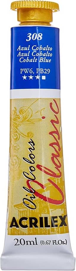 Tinta a Óleo Para Telas, Acrilex, Azul Cobalto, 20 ml