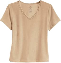 Blusa Blusinha Feminina T Shirt Canelada Manga Curta Gola V