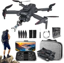 Drone Profissional com Câmera 6K, Motor Sem Escovas, Design Dobrável Portátil, Controle por Gestos e App, 2 Baterias, Transmissão Wi-Fi em Tempo Real, para Iniciantes e Adultos