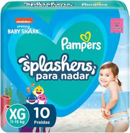 Fralda Pampers Splashers Para Nadar Baby Shark Tamanho XG 10 Unidades