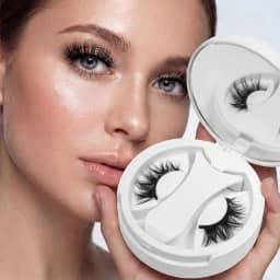 Cílios magnéticos, 1 par de cílios magnéticos reutilizáveis com aplicador, sem necessidade de cola, olho de gato, aparência natural, kit de aglomerados de cílios fácil de usar e remover