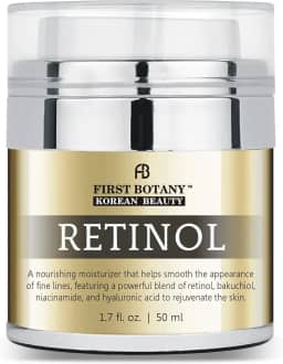 First Botany Creme Facial Hidratante Com Retinol Coreano, E Pescoço Antienvelhecimento Bakuchiol, Ácido Hialurônico Niacinamida, Fabricado Na Coreia, Livre De Crueldade, 50 Ml