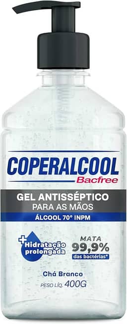 Coperalcool Bacfree Álcool Gel Higienizador de Mãos 70°INPM 400g Chá Branco