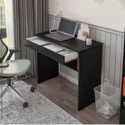 Mesa de Escritório com 01 Gaveta para Notebook e Computador Vitória (Preto)