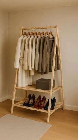 Arara De Madeira Dobravel Expostior Closet Pinus Sapateira