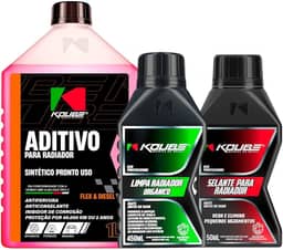 Kit Soluções para Radiador Limpa Radiador Selante para Radiador Aditivo Sintético Pronto Rosa KOUBE