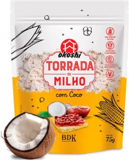 OKOSHI - Torrada de Milho com Coco - Snacks Saudáveis de Baixa Caloria, Lanches Fit para a Dieta - Vegano, Sem Glúten, Sem Lactose, Sem Gordura Trans, Kosher - 75g