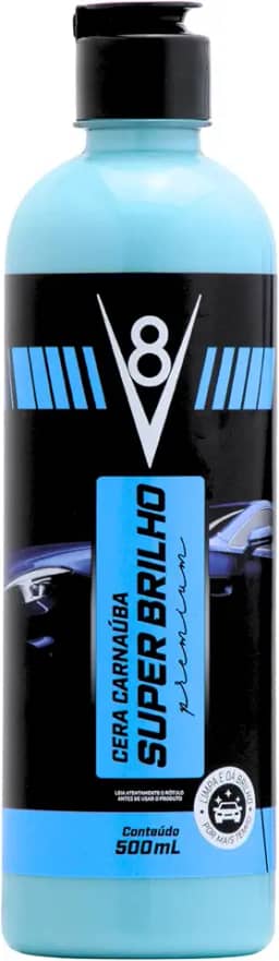V8, Cera de Carnaúba Automotiva, Super Brilho, Líquida, 500 ml, Azul