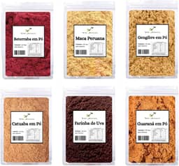 Super Energético Natural - Farinha de Beterraba, Farinha de Uva, Guaraná, Gengibre, Maca Peruana, Catuaba