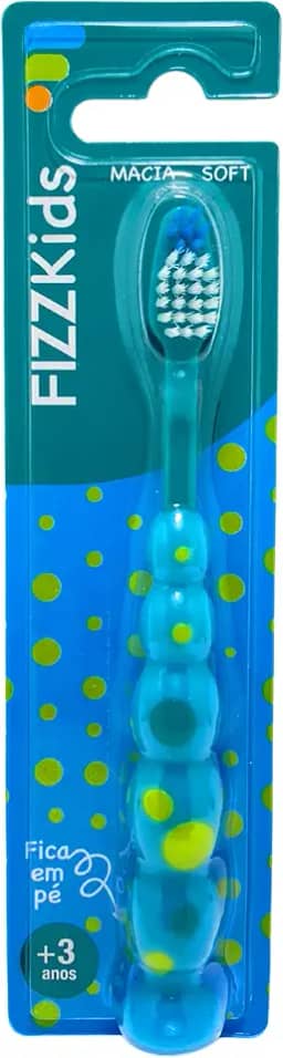 Escova dental, kids, dots, +3 anos, cerdas macias, azul com verde