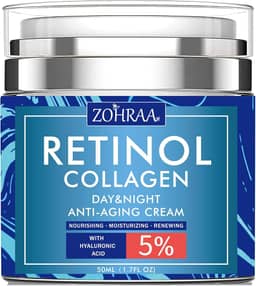 Creme Retinol para o rosto – Hidratante facial com creme de colágeno e ácido hialurônico, antirrugas reduz linhas finas com vitamina C + E ingredientes naturais creme antienvelhecimento dia e noite para mulheres e homens