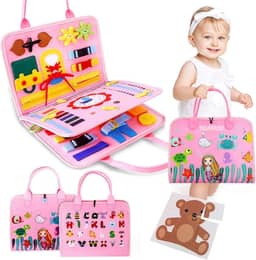 Placa de Montessori Sensorial para Crianças Maleta Educativa Brinquedo (Rosa)