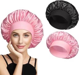 4 peças capota de cetim de seda, touca de cabelo para dormir, touca elástica de seda larga, macio, respirável (Mix1)