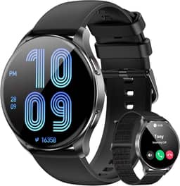 Smartwatch AMOLED 1.43"- Relógio Inteligente com Chamadas Bluetooth, 130+ Esportes, IP68,2 Pulseiras (Preto) - Unissex iOS/Android