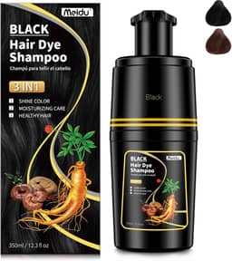 IIIMEIDU Xampu Tintura 3 em 1 Preto 350ml – Cobre Cabelos Brancos em Minutos, Com Ervas Naturais, Sem Amônia, Cor Preta Duradoura, Cobre Grisalhos com Facilidade, Para Homens e Mulheres