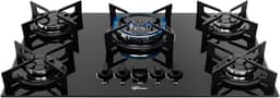 FISCHER COOKTOP À GÁS 5 BOCAS TRIPLA CHAMA FIT LINE TREMPE IRON MESA VIDRO PRETO BIVOLT 36340-102674